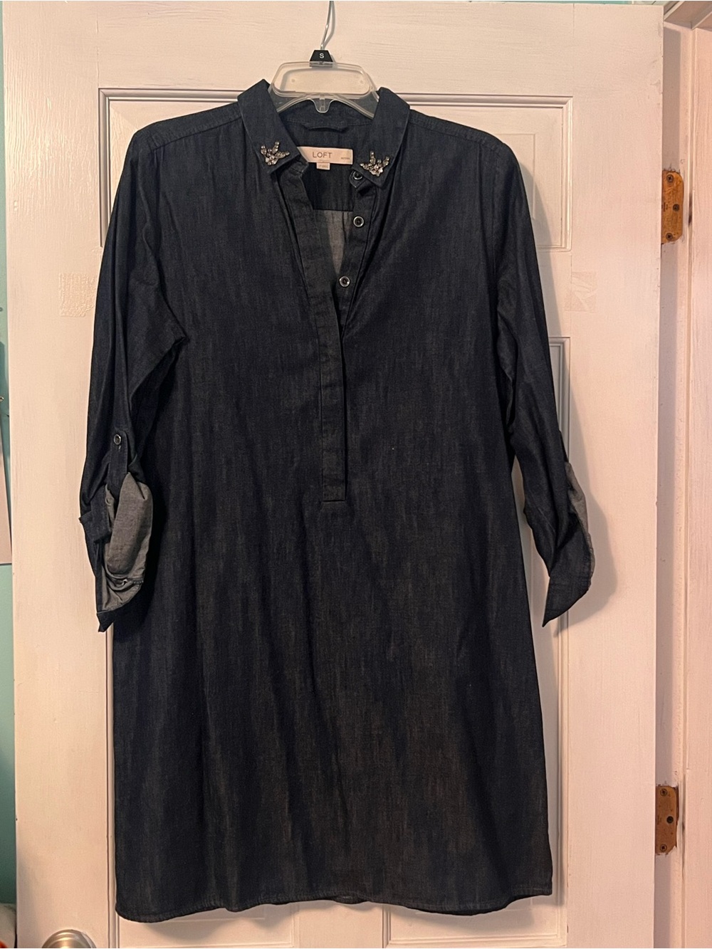 LOFT Denim Top with collar